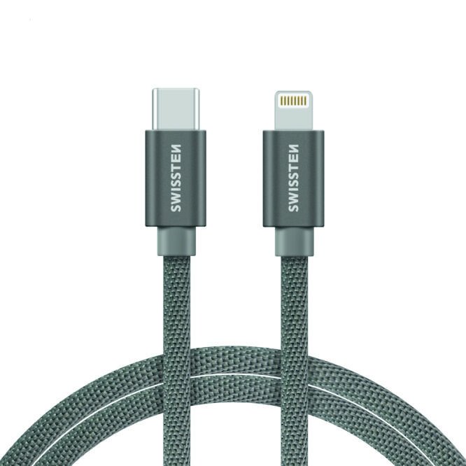 Cablu Date Swissten Textil Usb-C to Lightning 2M Argintiu thumb