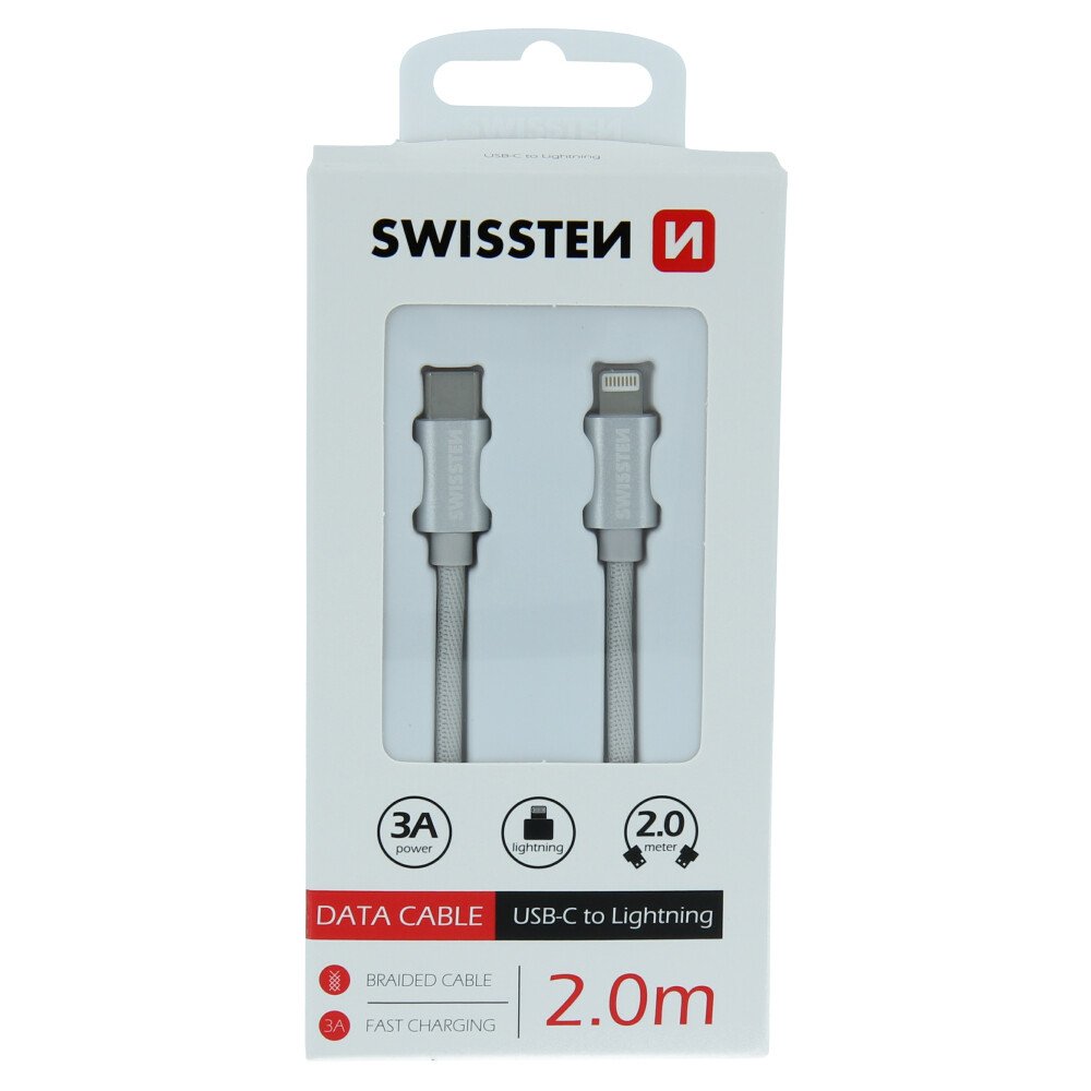 Cablu Date Swissten Textil Usb-C to Lightning 2M Argintiu thumb