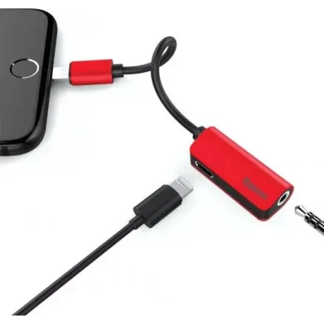 Adaptor audio Baseus L37 Lightning to Lightning Rosu