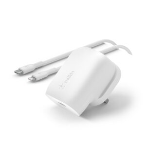 Set Belkin BOOST CHARGE 30W PD PPS Wall Charger + USB-C Cable with Lightning Connector - White
