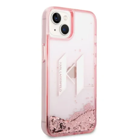 Husa Cover Karl Lagerfeld Liquid Glitter Big KL Logo pentru iPhone 14 Pro Pink