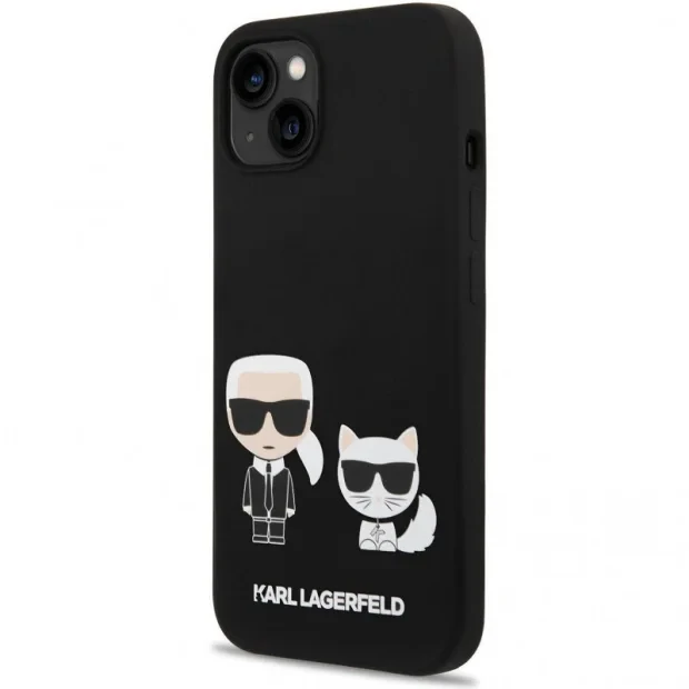 Husa Cover Karl Lagerfeld Liquid Silicone Karl and Choupette pentru iPhone 14 Black