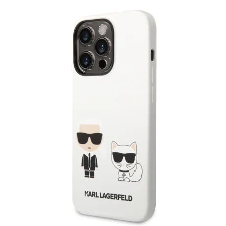 Husa Cover Karl Lagerfeld Liquid Silicone Karl and Choupette pentru iPhone 14 Pro Max White
