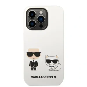 Husa Cover Karl Lagerfeld Liquid Silicone Karl and Choupette pentru iPhone 14 Pro Max White
