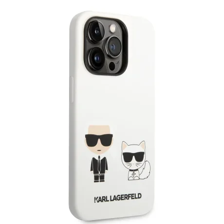 Husa Cover Karl Lagerfeld Liquid Silicone Karl and Choupette pentru iPhone 14 Pro Max White
