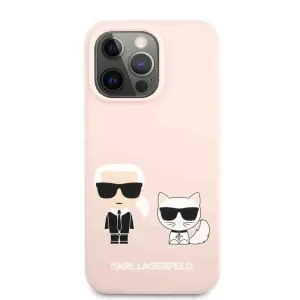 Husa Cover Karl Lagerfeld Liquid Silicone Karl and Choupette pentru iPhone 14 Pro Pink