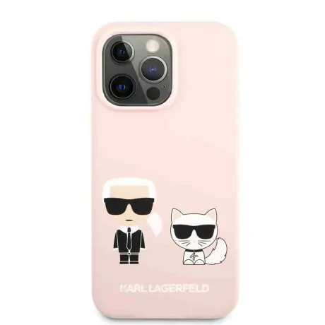Husa Cover Karl Lagerfeld Liquid Silicone Karl and Choupette pentru iPhone 14 Pro Pink