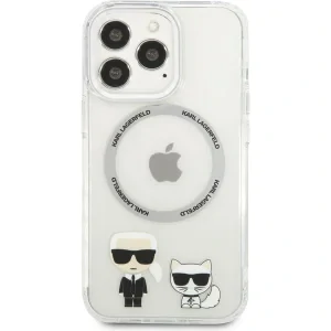 Husa Cover Karl Lagerfeld Magsafe cu Ring Karl&amp;Choupette Bodies LOGO pentru iPhone 14 Pro Max Transparent