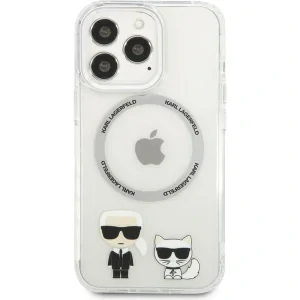 Husa Cover Karl Lagerfeld Magsafe cu Ring Karl&amp;Choupette Bodies LOGO pentru iPhone 13 Pro Transparent