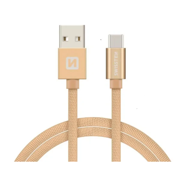Cablu Date Swissten USB to USB-C Textil 2M Auriu