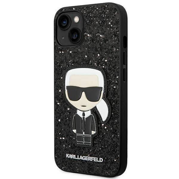 Husa Cover Karl Lagerfeld Glitter Flakes with Ikonik pentru iPhone 13/14 Black thumb