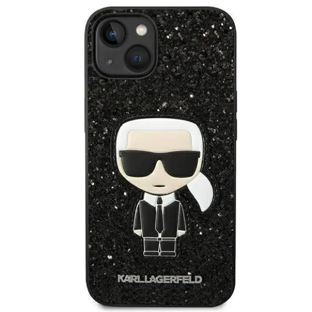 Husa Cover Karl Lagerfeld Glitter Flakes with Ikonik pentru iPhone 14 Pro Black