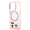 Husa Cover Karl Lagerfeld Magsafe With Ring Karl&amp;Choupette Bodies LOGO pentru iPhone 14 Plus Pink