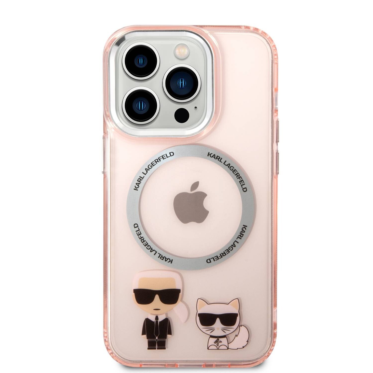 Husa Cover Karl Lagerfeld Magsafe With Ring Karl&Choupette Bodies LOGO pentru iPhone 14 Plus Pink thumb