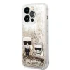 Husa Cover Karl Lagerfeld Liquid Glitter Karl and Coupette pentru iPhone 14 Pro Gold