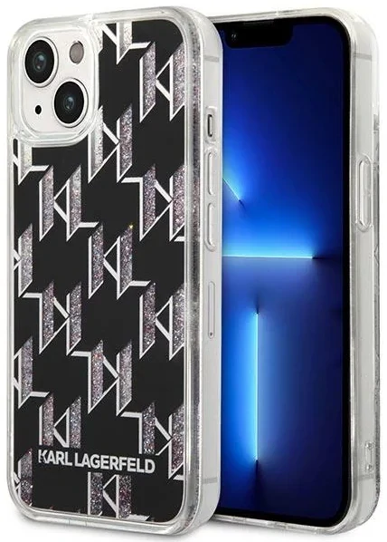 Husa Cover Karl Lagerfeld Monogram Liquid Glitter pentru iPhone 13/14 Black thumb