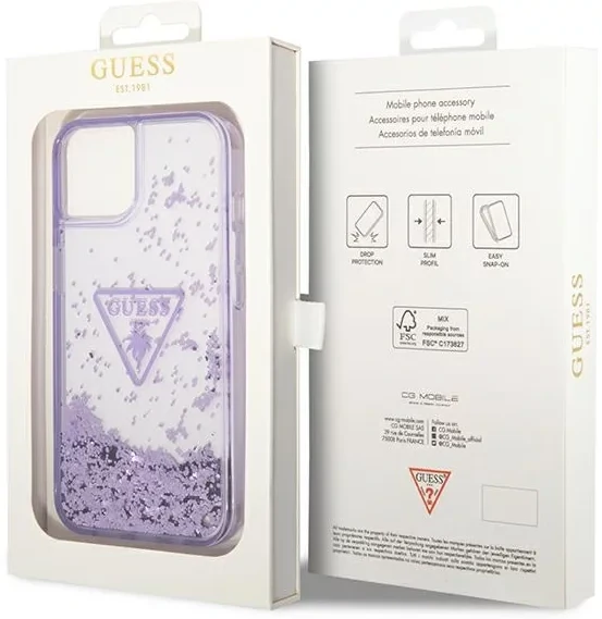 Husa Cover Guess Liquid Glitter Palm pentru iPhone 14 Plus Purple thumb