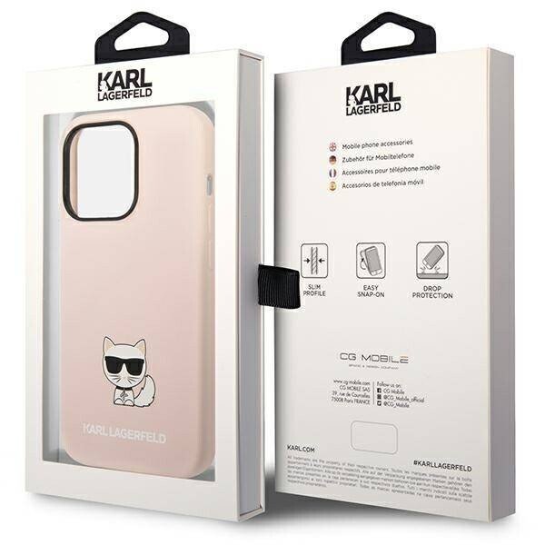 Husa Cover Karl Lagerfeld Liquid Silicone Outline Choupette Body Logo pentru Iphone 13/14 Pink thumb