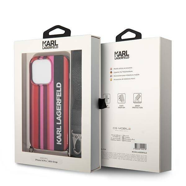 Husa Cover Karl Lagerfeld Stripes Strap pentru iPhone 14 Pro Pink thumb