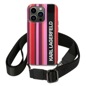 Husa Cover Karl Lagerfeld Stripes Strap pentru iPhone 14 Pro Pink