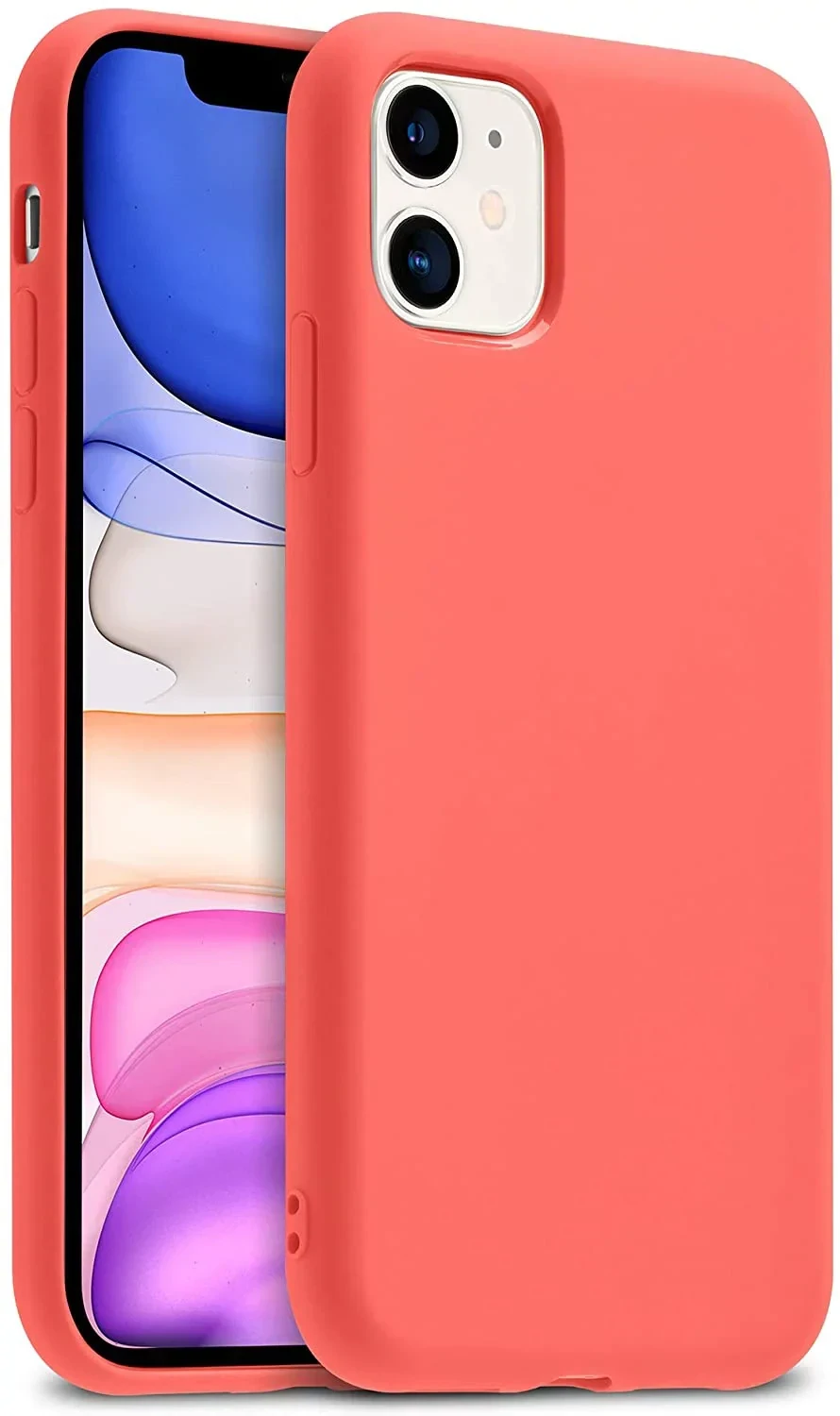 Husa Cover Silicon Fun Glitter pentru iPhone 13/14 Corai thumb