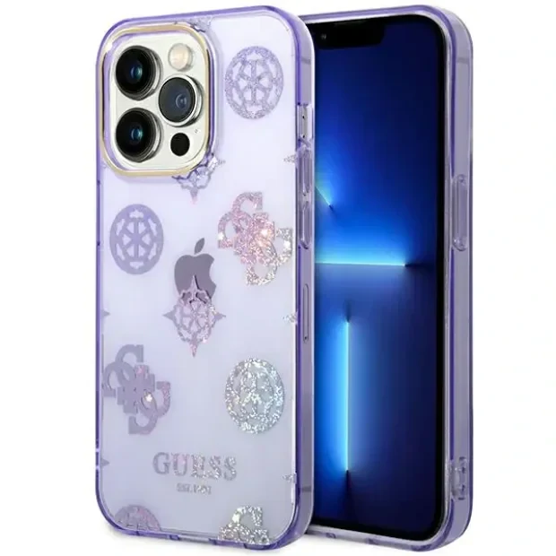 Husa Cover Guess Peony Glitter pentru iPhone 14 Plus Lilac