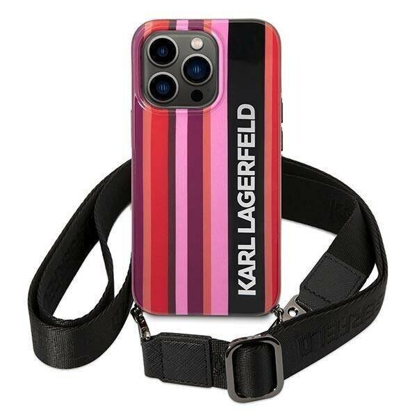 Husa Cover Karl Lagerfeld Stripes Strap pentru iPhone 13/14 Pink thumb