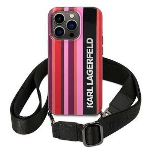 Husa Cover Karl Lagerfeld Stripes Strap pentru iPhone 14 Plus Pink