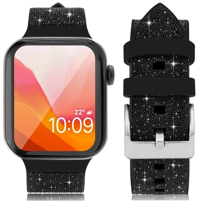 Curea Ceas Kingxbar Magnetic Black Crystal pentru Apple Watch 1/2/3/4/5/6/SE 42/44 mm thumb