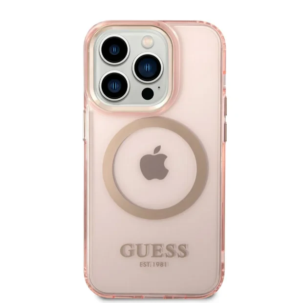 Husa Cover Guess Translucent MagSafe pentru iPhone 14 Pro Max Pink