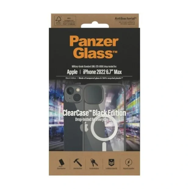 Husa Cover Panzer Clear Case Magsafe pentru iPhone 14 Plus Rama Negru