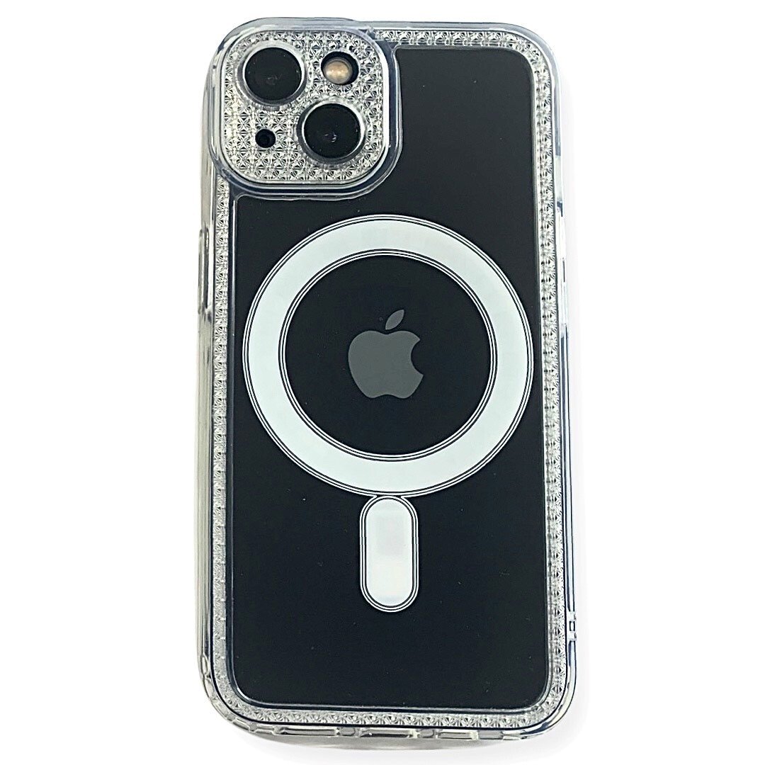 Husa Cover Silicon Fashion Frame Magsafe pentru iPhone 14 Plus Transparent thumb