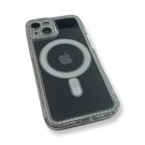 Husa Cover Silicon Fashion Frame Magsafe pentru iPhone 14 Pro Max Transparent