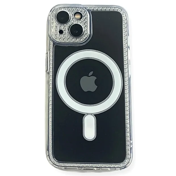 Husa Cover Silicon Fashion Frame Magsafe pentru iPhone 14 Transparent