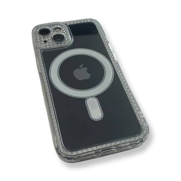 Husa Cover Silicon Fashion Frame Magsafe pentru iPhone 14 Transparent