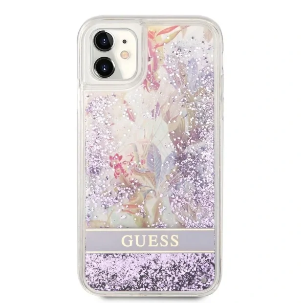Husa Cover Guess 4G Liquid Glitter Flower pentru iPhone 13 Pro Purple