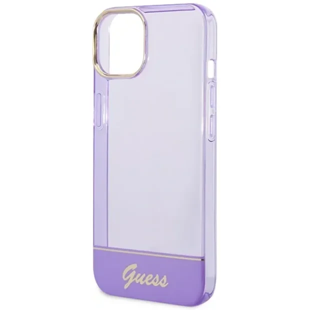 Husa Cover Guess PC/TPU Camera Outline Translucent pentru iPhone 14 Plus Purple