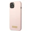 Husa Cover Guess Silicone Metal Plate Logo MagSafe pentru iPhone 13 Pink