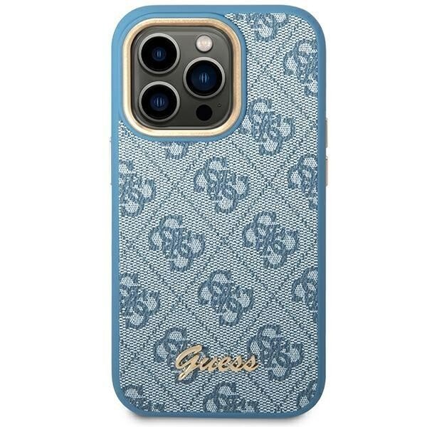 Husa Cover Guess Silicone pentru iPhone 14 Pro Max Vintage Gold Logo Blue thumb