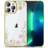 Husa Cover Kingxbar Flora Series pentru iPhone 13 Pro Gold/Pink