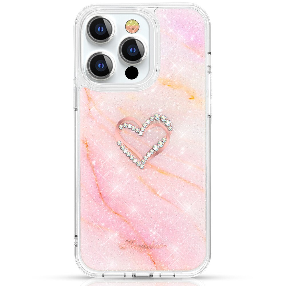 Husa Cover Kingxbar Epoxy Series pentru iPhone 13 Pro Max Marble Pink thumb