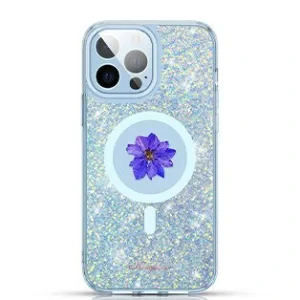 Husa Cover Kingxbar Flower Series pentru iPhone 13 Pro Purple Compatibil MagSafe