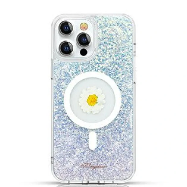 Husa Cover Kingxbar Flower Series pentru iPhone 13 White Compatibil MagSafe