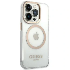 Husa Cover Guess Gold Outline MagSafe pentru iPhone 13 Pro Max Transparent