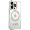 Husa Cover Guess Gold Outline MagSafe pentru iPhone 14 Pro Max Transparent