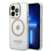 Husa Cover Guess Gold Outline MagSafe pentru iPhone 14 Pro Max Transparent