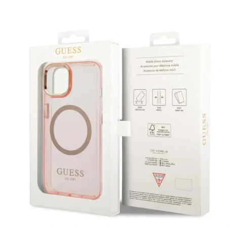 Husa Cover Guess Translucent MagSafe pentru iPhone 13 Pro Pink