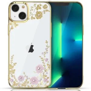 Husa Cover Kingxbar Flora Series pentru iPhone 13 Gold/Pink