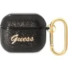 Husa Guess Glitter Flakes Metal Logo pentru Airpods 3 Black