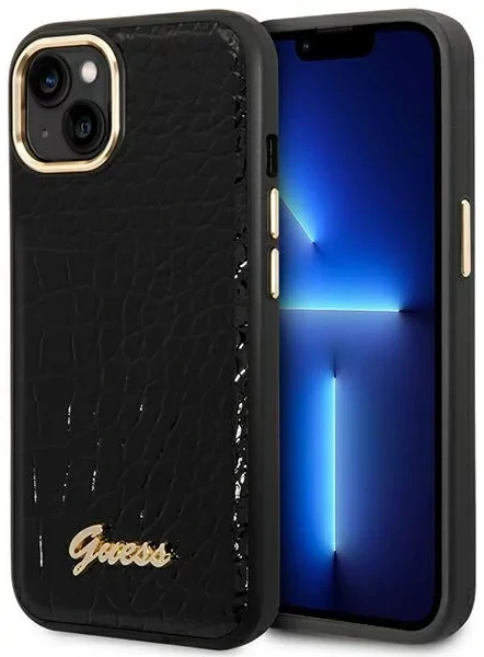 Husa Cover Guess Croco Metal camera pentru iPhone 14 Plus Black thumb